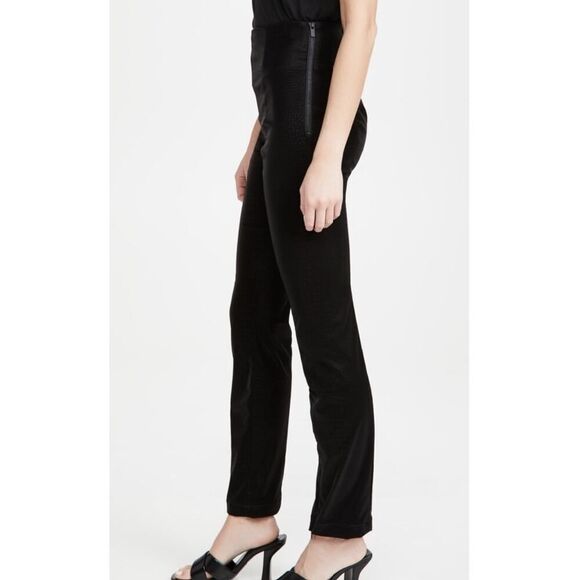Good American High Waist Vegan Leather Black Croc Exec Pants Size Small 1 NWT - Picture 6 of 13